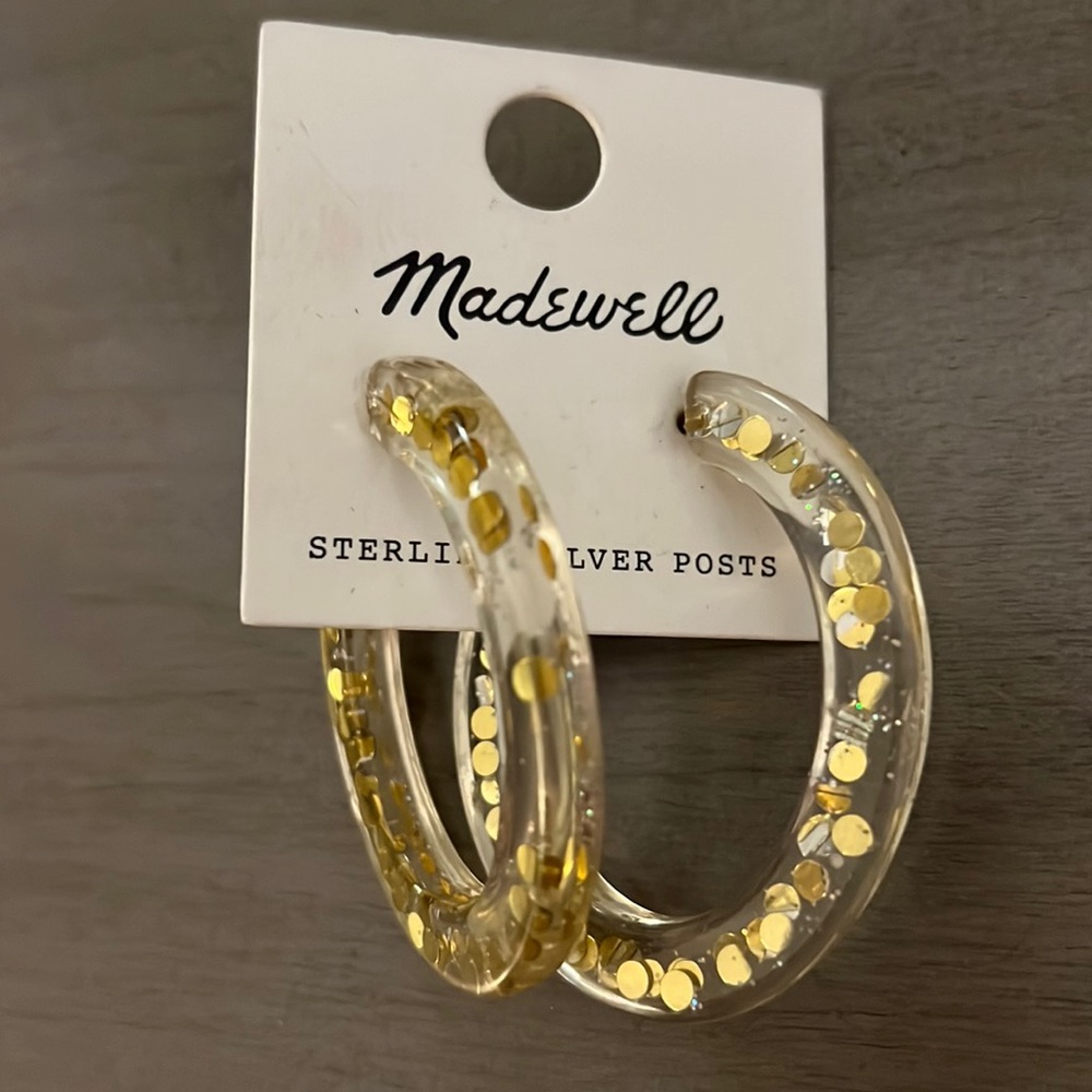 Madewell Clear Hoop Earrings with Gold Confetti